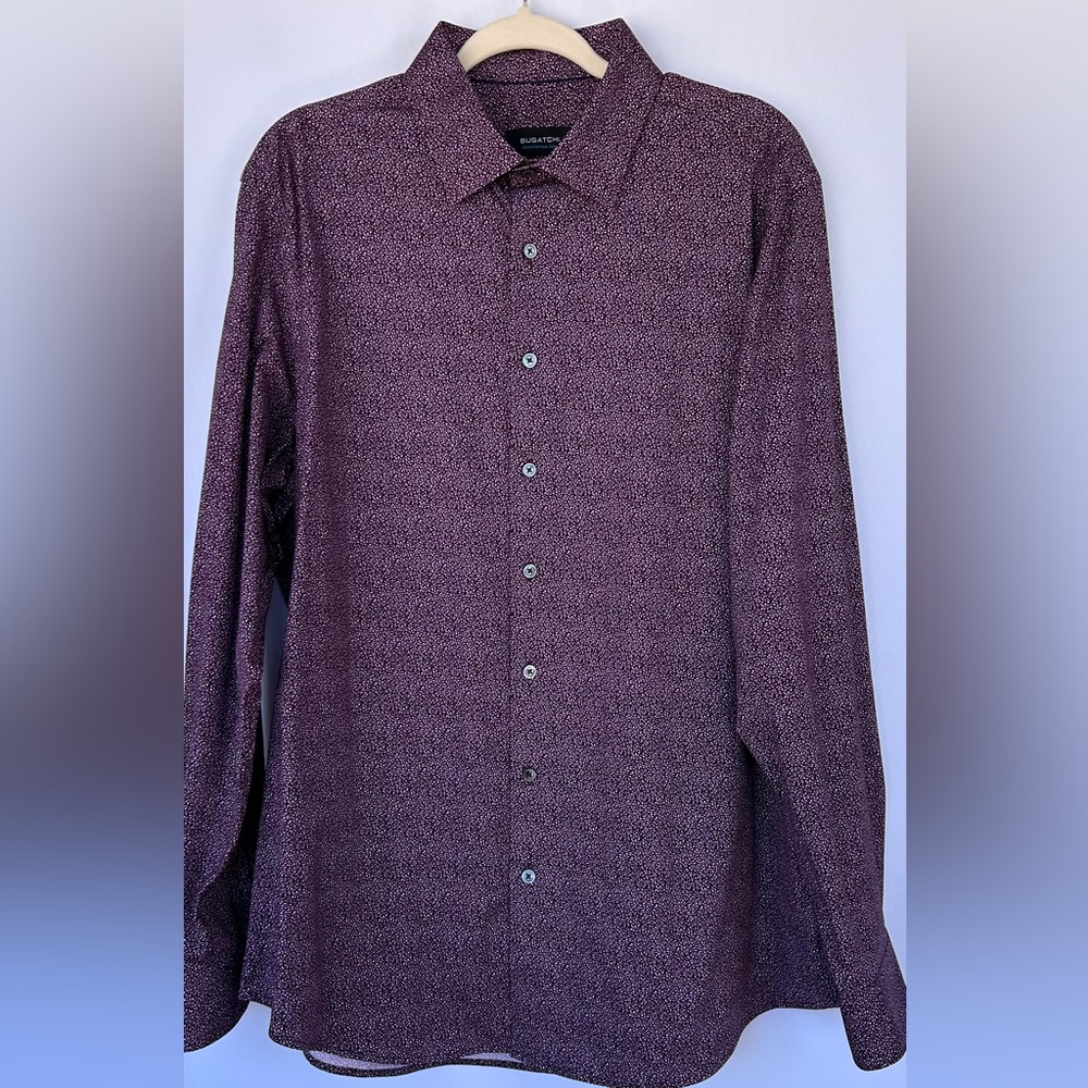Bugatchi‎ Men’s Button Up Shirt Botanical Microprint Long Sleeve Size XL